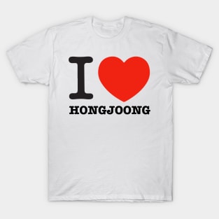 I love ateez hongjoong heart text atiny | Morcaworks T-Shirt